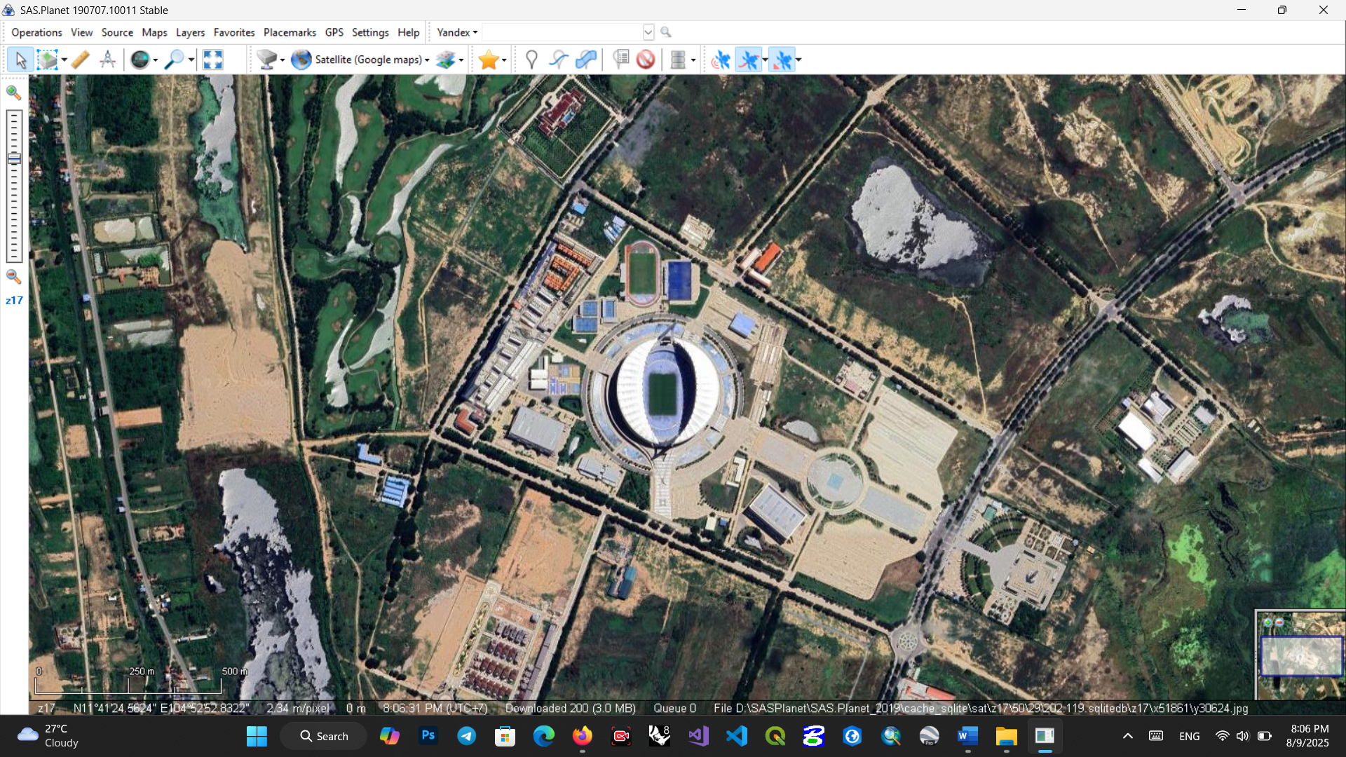 រូបភាពបង្ហាញពីកម្មវិធី SAS.Planet 2019